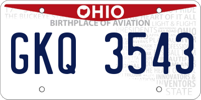 OH license plate GKQ3543