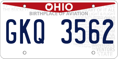 OH license plate GKQ3562