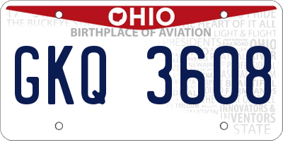 OH license plate GKQ3608