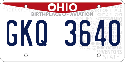 OH license plate GKQ3640