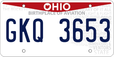 OH license plate GKQ3653