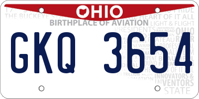 OH license plate GKQ3654