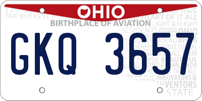 OH license plate GKQ3657