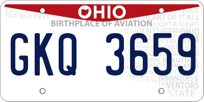 OH license plate GKQ3659