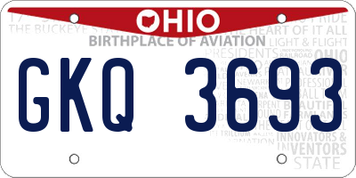 OH license plate GKQ3693