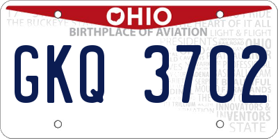 OH license plate GKQ3702