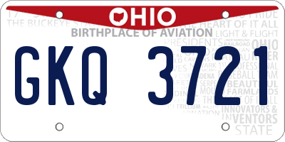 OH license plate GKQ3721