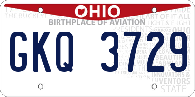 OH license plate GKQ3729