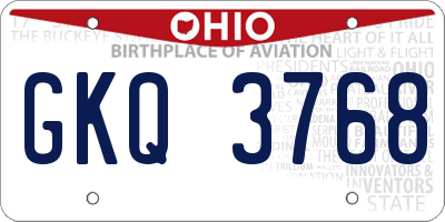 OH license plate GKQ3768