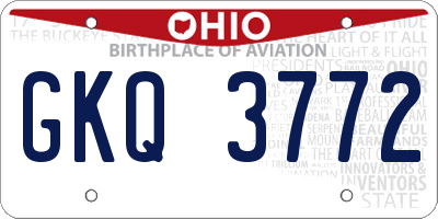 OH license plate GKQ3772