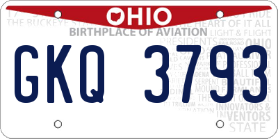 OH license plate GKQ3793