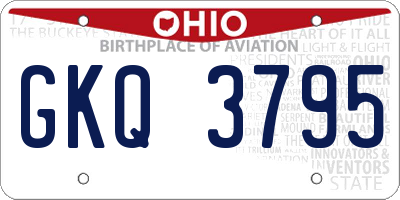OH license plate GKQ3795