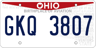 OH license plate GKQ3807