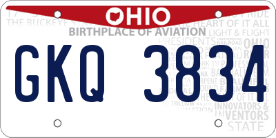 OH license plate GKQ3834
