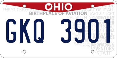 OH license plate GKQ3901