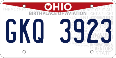 OH license plate GKQ3923