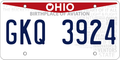 OH license plate GKQ3924