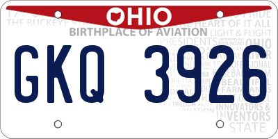 OH license plate GKQ3926