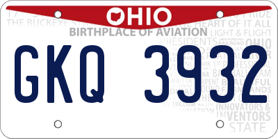 OH license plate GKQ3932