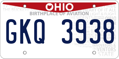 OH license plate GKQ3938