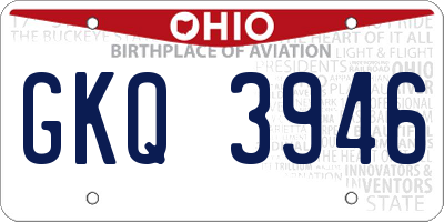 OH license plate GKQ3946