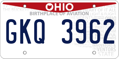 OH license plate GKQ3962