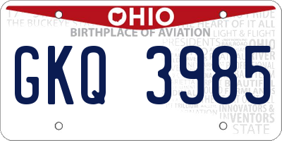 OH license plate GKQ3985