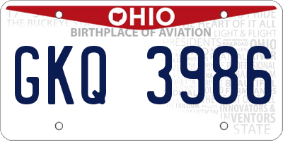 OH license plate GKQ3986