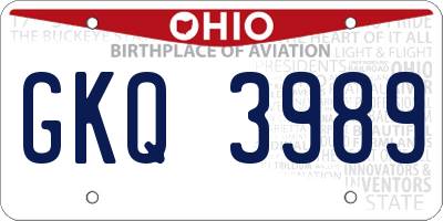 OH license plate GKQ3989