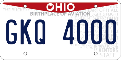 OH license plate GKQ4000