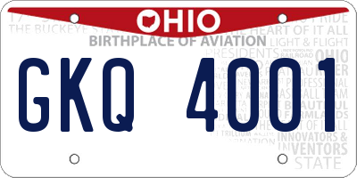 OH license plate GKQ4001