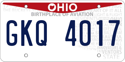 OH license plate GKQ4017