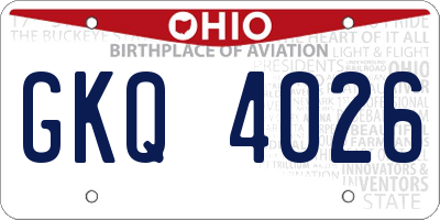 OH license plate GKQ4026