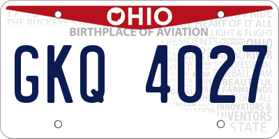 OH license plate GKQ4027