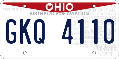 OH license plate GKQ4110
