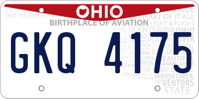 OH license plate GKQ4175