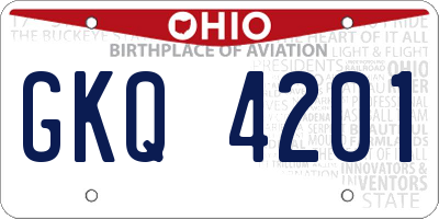 OH license plate GKQ4201
