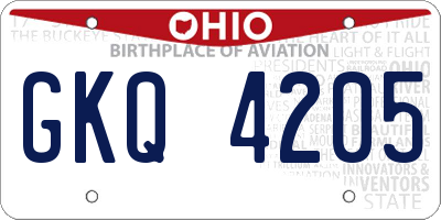 OH license plate GKQ4205
