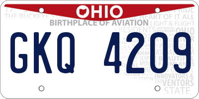 OH license plate GKQ4209