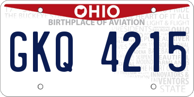 OH license plate GKQ4215