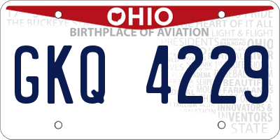 OH license plate GKQ4229