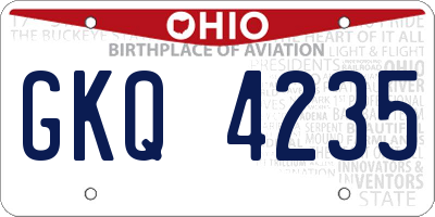 OH license plate GKQ4235