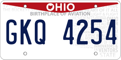 OH license plate GKQ4254