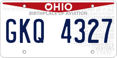 OH license plate GKQ4327