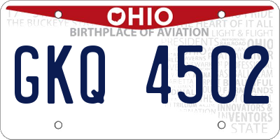 OH license plate GKQ4502