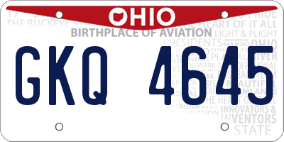 OH license plate GKQ4645