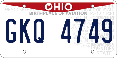 OH license plate GKQ4749