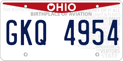 OH license plate GKQ4954