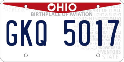 OH license plate GKQ5017