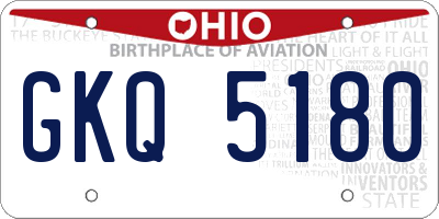 OH license plate GKQ5180